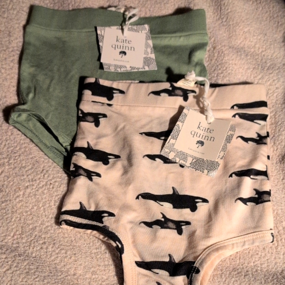 Box#23    Kate Quinn Green and Orca Print Kids Bummies